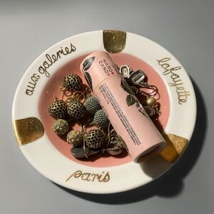 Vintage 🇫🇷French Porcelain Ashtray w "au galeries lafatte paris" gold and pink